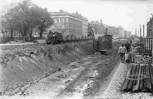 Udgravning til Boulevardbanen og Nørreport station, 1916
